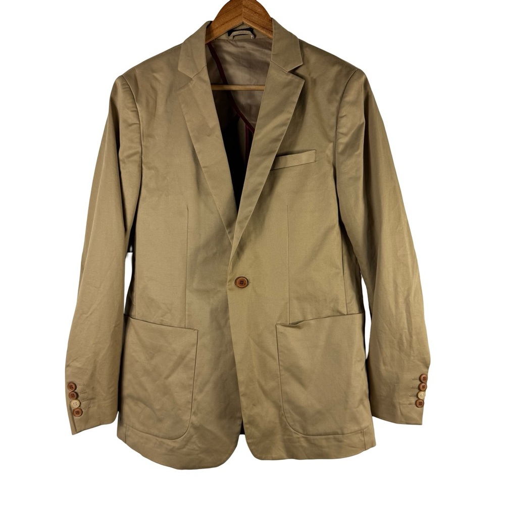 Gianni Feraud Mens Organic Buttons Unstructured Sports Blazer Khaki Mens Size 38